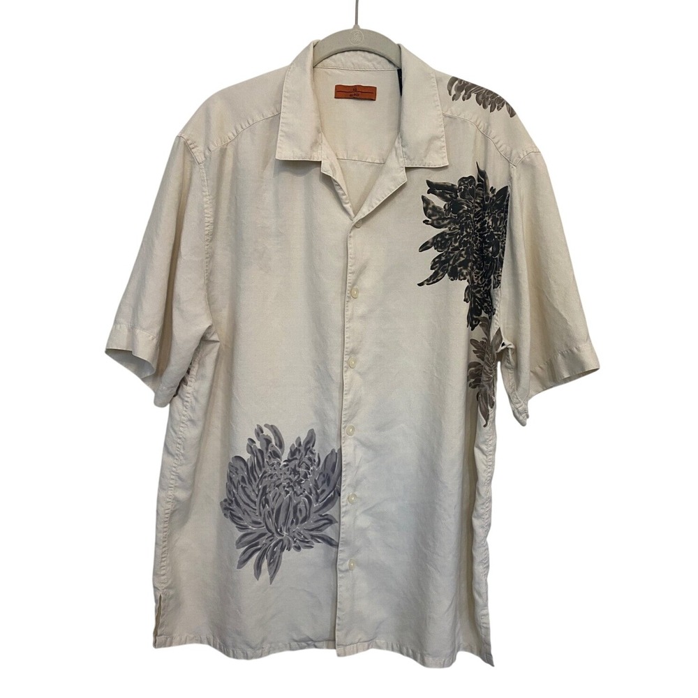 6a by Axis Men's 100% Silk Hawaiian Shirt ‎ Floral design size Larhe